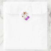 Kat als Skater met skateboard Ronde Sticker (Tas)