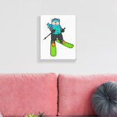 Kat als Skier met skiën Canvas Afdruk (Insitu (Woonkamer))