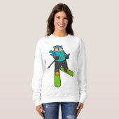 Kat als Skier met skiën Trui (Voorkant volledig)