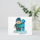 Kat als snowboarder met snowboard briefkaart (Staand voorkant)
