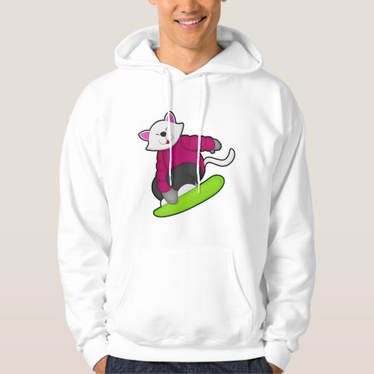 Kat als Snowboarder met Snowboard Hoodie (Voorkant)
