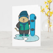 Kat als snowboarder met snowboard kaart (Gele Bloem)