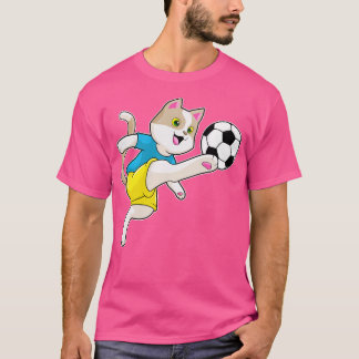 Kat als speler met bal t-shirt