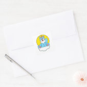 Kat als Unicorn op wolken en zon Vierkante Sticker (Envelop)