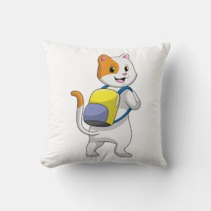 Kat als wandelaar met rugzak kussen