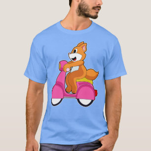 Kat als wandelaar met scooter t-shirt