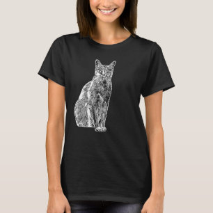 Kat Animal Motif Imprint Cats Print Cats Silhouett T-shirt