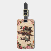 Kat Antiek Kittens Bagagelabel (Voorkant verticaal)