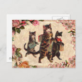 Kat   Antiek Kittens Briefkaart (Voorkant / Achterkant)