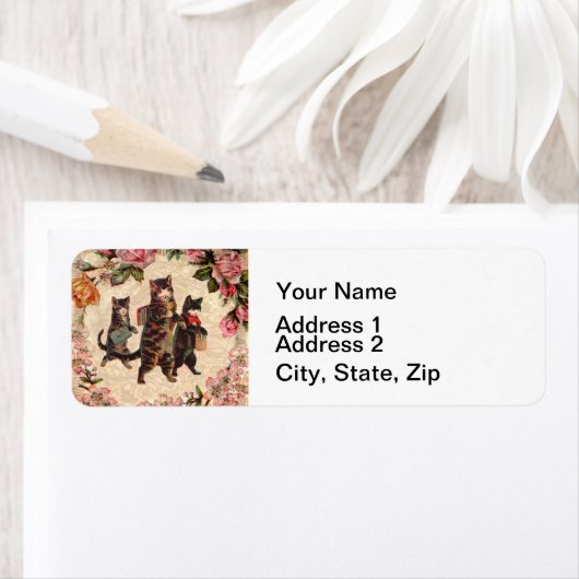 Kat Antiek Kittens Etiket (Insitu)