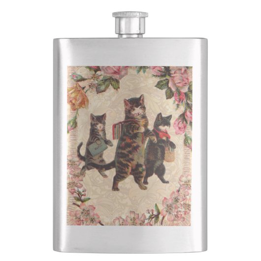 Kat   Antiek Kittens Heupfles (Voorkant)