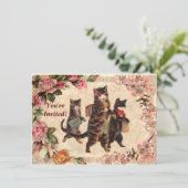 Kat   Antiek Kittens Kaart (Staand voorkant)
