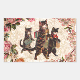 Kat Antiek Kittens Rechthoekige Sticker