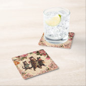 Kat   Antiek Kittens Vierkante Kartonnen Onderzetter (Insitu)