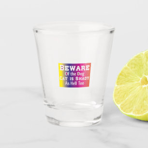 Kat Art Beware van de hond Shot Glas