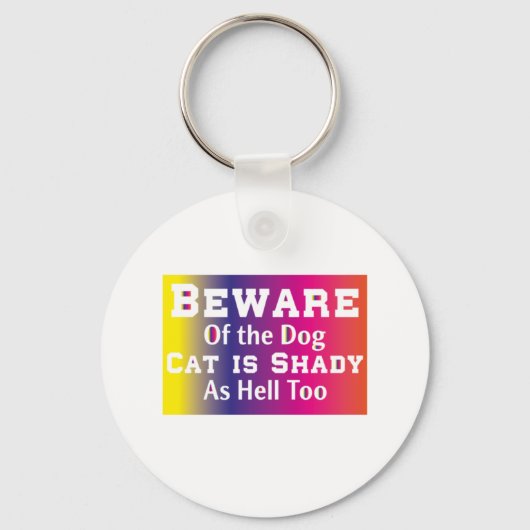 Kat Art Beware van de hond Sleutelhanger (Voorkant)