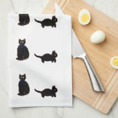 Kat Art Cute Black Cats Theedoek (Quarter Fold)