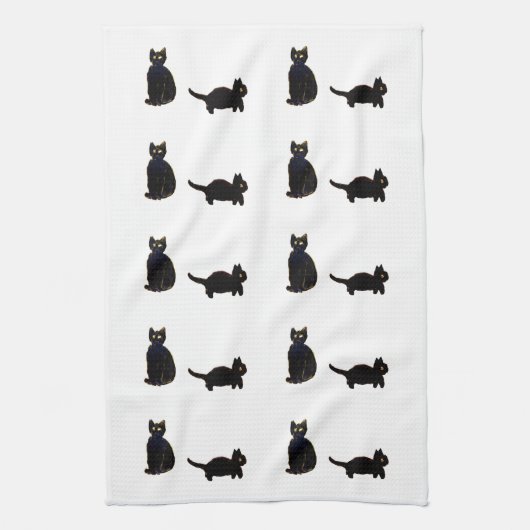Kat Art Cute Black Cats Theedoek (Verticaal)