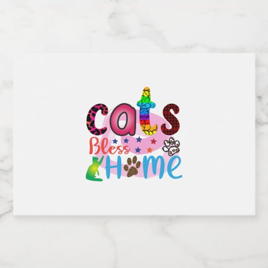 Kat Art Katten Bless Home_2 Sparkling Wijnetiket (Enkel label)