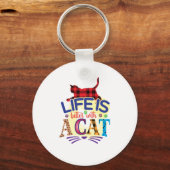 Kat Art Life is beter met een kat Sleutelhanger (Voorkant)