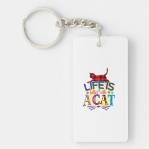 Kat Art Life is beter met een kat Sleutelhanger