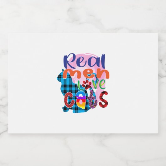 Kat Art Real Mannen Love Cats Sparkling Wijnetiket (Enkel label)