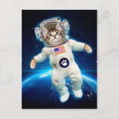 Kat-astronaut in de ruimte briefkaart (Voorkant)