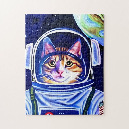 Kat Astronaut in de ruimte Legpuzzel (Verticaal)