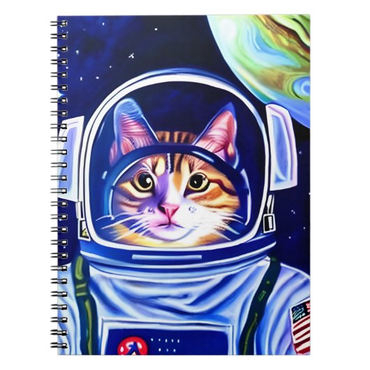 Kat Astronaut in de ruimte Notitieboek (Voorkant)