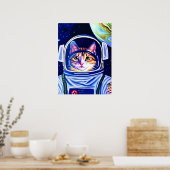 Kat Astronaut in de ruimte Poster (Keuken)