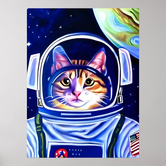 Kat Astronaut in de ruimte Poster (Voorkant)