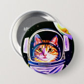 Kat Astronaut in de ruimte Ronde Button 7,6 Cm (Voorkant /achterkant)