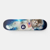 Kat-astronaut in de ruimte skateboard (Horizontaal)