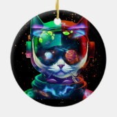 Kat Astronaut in Space Suit en Helmet in Cosm Keramisch Ornament (Achterkant)