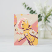 Kat-astronaut naar het sterrense Briefkaart (Staand voorkant)