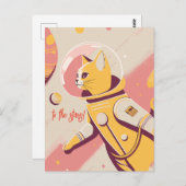 Kat-astronaut naar het sterrense Briefkaart (Voorkant / Achterkant)