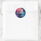 Kat astronaut roze ruimte ronde sticker (Tas)