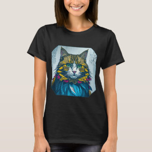 Kat at de Kanarieveer Kleurrijk Portret Kunst T-shirt