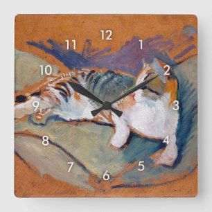 Kat, Augustus Macke Square Wall Clock Vierkante Klok