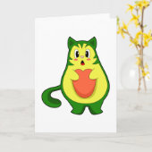 Kat Avocado Kaart (Gele Bloem)