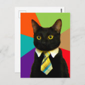 Kat-baas in stropdas briefkaart (Voorkant / Achterkant)