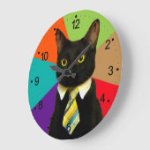 Kat-baas in stropdas grote klok (Hoek)