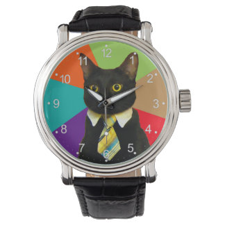 Kat-baas in stropdas horloge