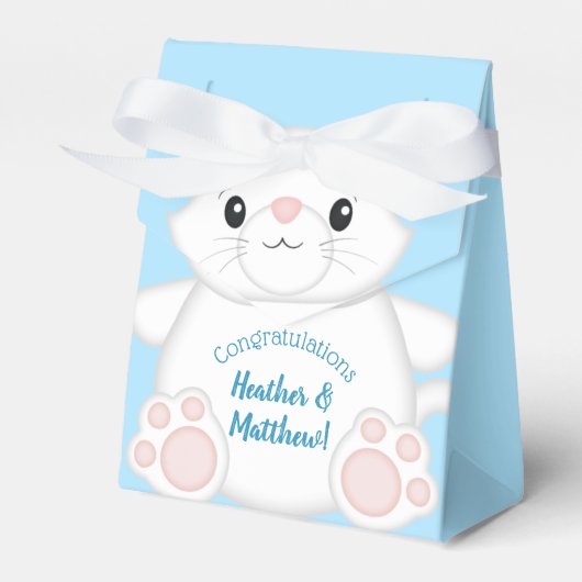 Kat Baby shower Kat blauw Bedankdoosjes (Voorkant Zijde)