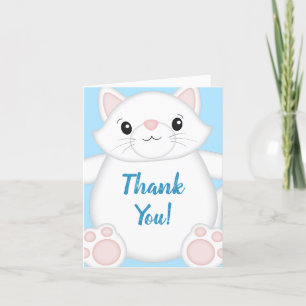 Kat Baby shower Kat blauw Bedankkaart