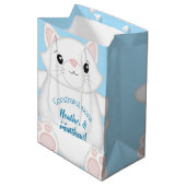 Kat Baby shower Kat blauw Medium Cadeauzakje (Voorkant Gekanteld)