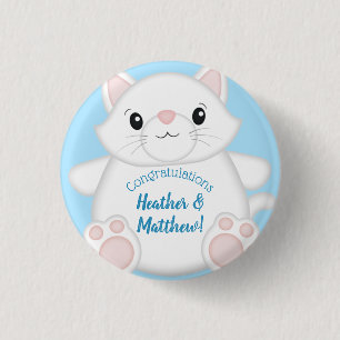 Kat Baby shower Kat blauw Ronde Button 3,2 Cm