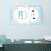 Kat Baby shower Kat blauw Spandoek (Beurs)