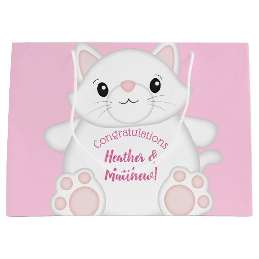 Kat Baby shower Kat Roze Groot Cadeauzakje (Voorkant)