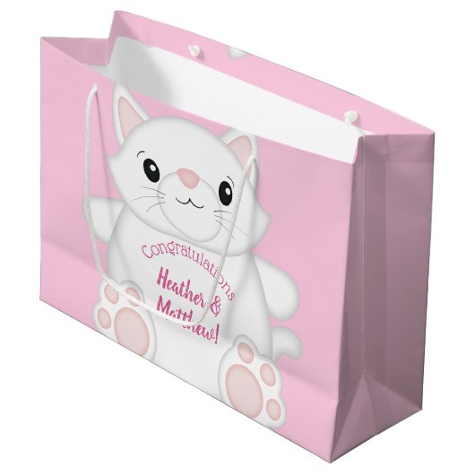 Kat Baby shower Kat Roze Groot Cadeauzakje (Voorkant Gekanteld)